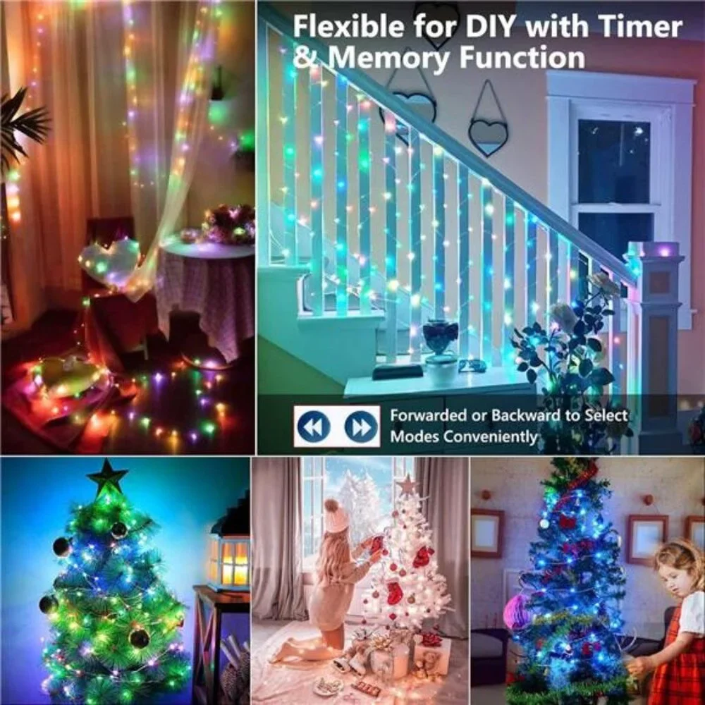 Christmas Fairy Lights 66ft 200 LED Color Changing Remote Indoor Outdoor Twinkle